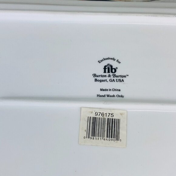 Burton & Burton For Fib Gold Trim Red Berries Green Gray Leaves Rectangle Tray - Picture 6 of 8